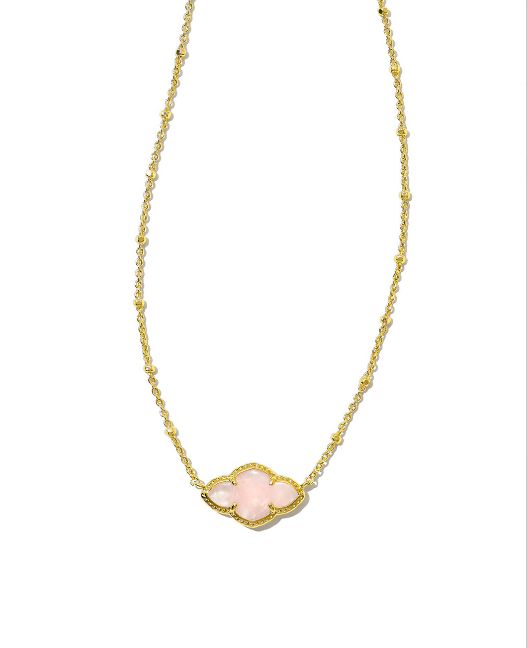 Abbie Gold Pendant Necklace in Rose Quartz by Kendra Scott