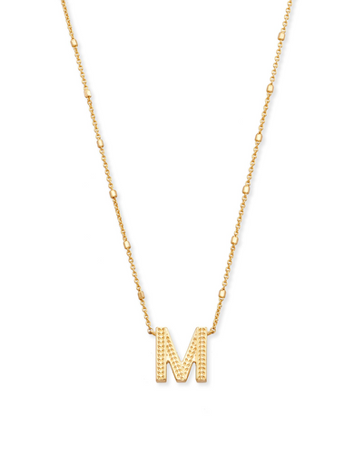 Letter M Pendant Necklace in Gold by Kendra Scott