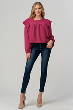 Load image into Gallery viewer, The Sarah Long Sleeve Blouse - Magenta *Plus*