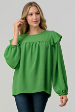 Load image into Gallery viewer, The Sarah Long Sleeve Blouse- Green