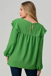 The Sarah Long Sleeve Blouse- Green