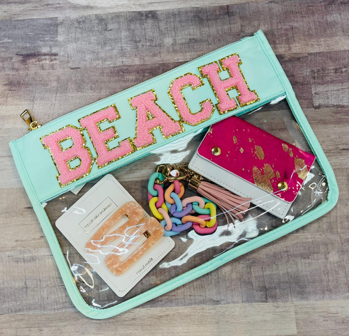 Varsity Letter Cosmetic Bag - BEACH