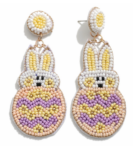 Happy Bunny Beaded Earrings