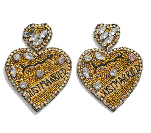 Just Married Beaded Earrings