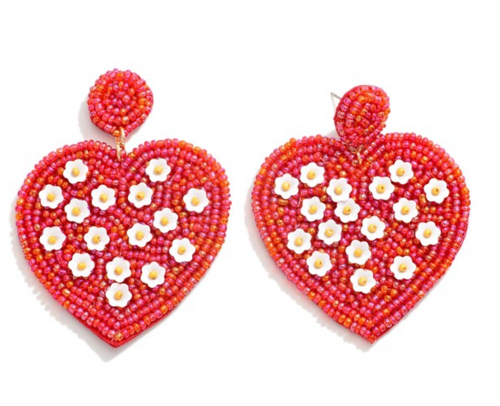 Flowers and Hearts Beaded Earrings *2 colors*