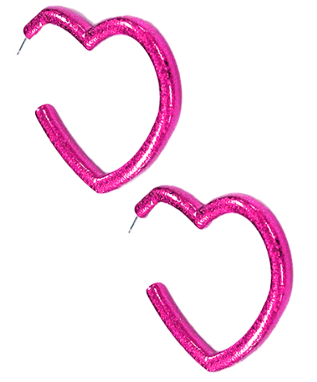 Shimmery Heart Hoops