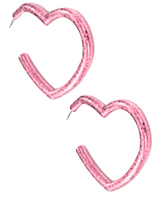 Load image into Gallery viewer, Shimmery Heart Hoops