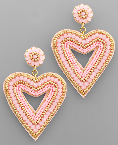 Open Heart Beaded Earrings *Multiple Colors*