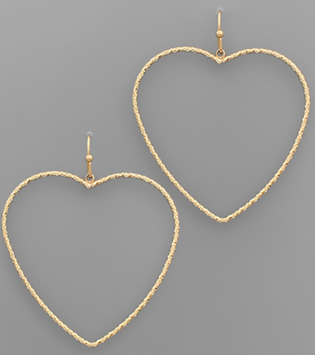 Textured Heart Earrings - *Gold or Silver*
