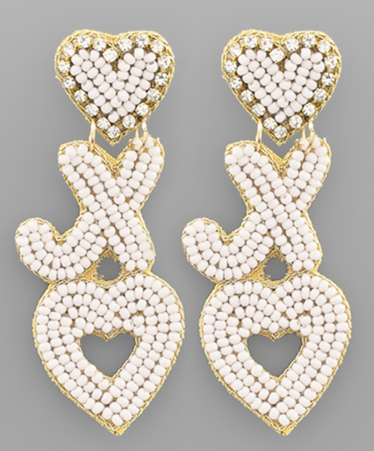 XO Heart Beaded Earrings