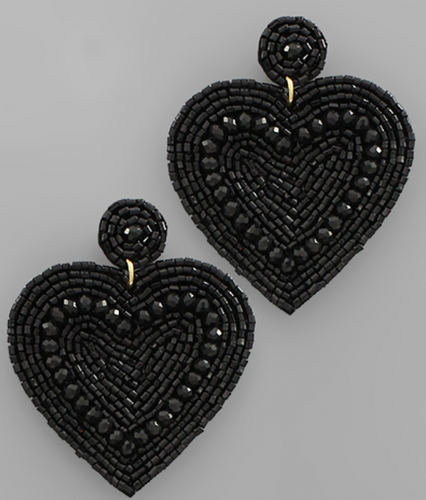 Heart Beat Earrings - Black