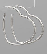 Load image into Gallery viewer, Shiny Heart Hoops *Gold or Silver*