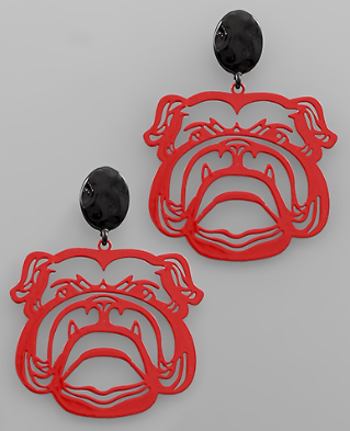 Bulldog Drop Earrings- Red