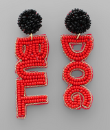 Bulldog Spirit Drop Earrings- Red