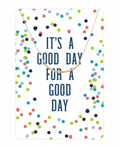 Gold Curved Bar Necklace & Card "A Good Day"