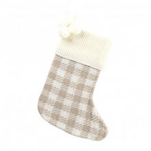Load image into Gallery viewer, Tan Check Knit Stocking by Viv &amp; Lou