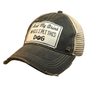 Pet This Dog Distressed Baseball Cap - Black