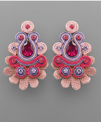 Fuschia Fun Beaded Earrings