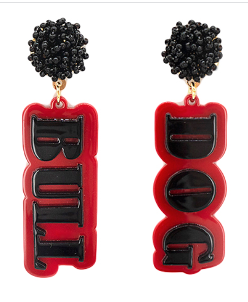 Bulldog Pride Drop Earrings - Red