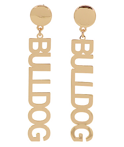 Drop Gold Bulldog Earrings