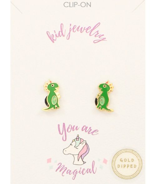 Little Dinosaur Clip On Earrings