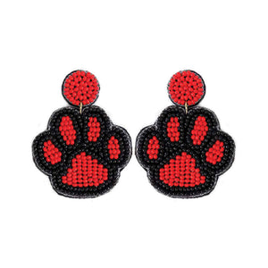 Viv & Lou Black & Red Paw Earrings
