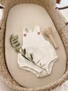 Cotton Muslin Overalls for Baby - Cream