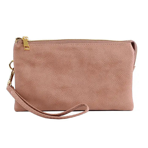 3 Compartment Crossbody/Wristlet- Blush