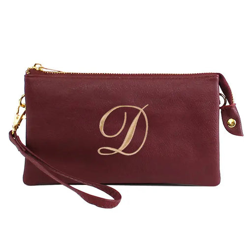 3 Compartment Crossbody/Wristlet- Burgundy