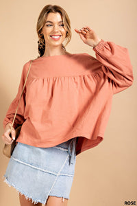 Lost in Translation Puff Sleeve Top - Coral