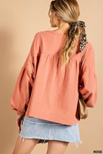 Load image into Gallery viewer, Lost in Translation Puff Sleeve Top - Coral