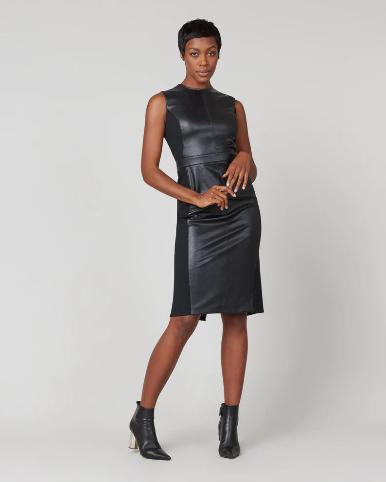 Spanx Dresses | Spanx Leather-Like Combo Sheath Dress | Color: Black | Size: L | Connoreaston's Closet Spanx Dresses | Spanx Leather-Like Combo Sheath Dress | Color: Black | Size: L | Connoreaston's Closet