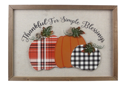 Wood Framed Pumpkin Wall Art