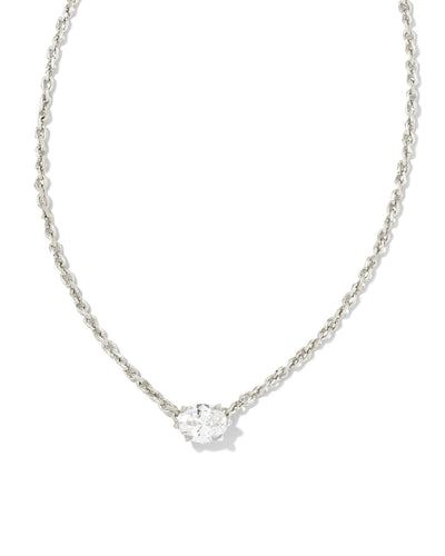 Kendra Scott Cailin Silver Pendant Necklace in White Crystal