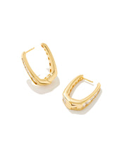 Load image into Gallery viewer, Parker Gold Hoop Earrings in White Crystal by Kendra Scott