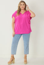 Load image into Gallery viewer, Work It Bubble Sleeve Top *Curvy* - Hot Pink