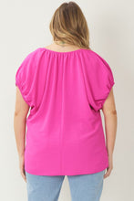 Load image into Gallery viewer, Work It Bubble Sleeve Top *Curvy* - Hot Pink