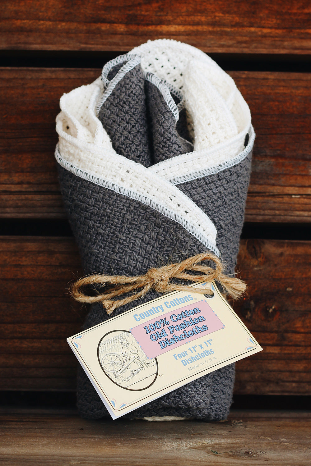 Old Fashioned Country Cotton Dishcloths Set of 4 Natural