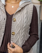 Load image into Gallery viewer, Hooded Cable Knit Vest by Grace &amp; Lace - Oat