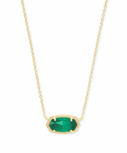 Elisa Gold Pendant Necklace in Emerald Cat's Eye by Kendra Scott