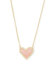 Load image into Gallery viewer, Ari Heart Gold Pendant Necklace in Rose Quartz by Kendra Scott