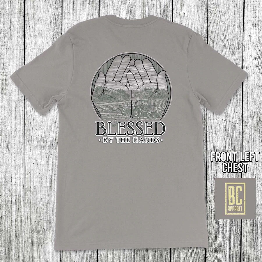 Blessed by the Hand Short Sleeve Tee by Bella Cotton - Gray