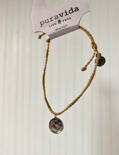 Pura Vida Charm Bracelet - Crystal Mountain Coin Tan