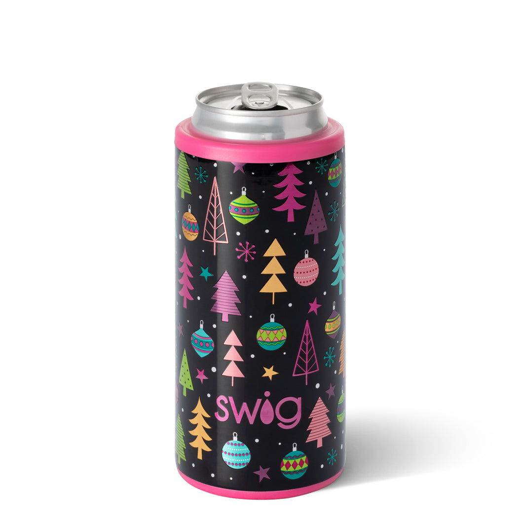 Merry and Bright SWIG 12oz. Stainless Steel Insulated Skinny Can Cooler