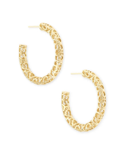 Maggie Small Hoop Earrings in Gold Filigree by Kendra Scott