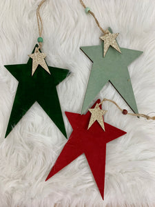 GANZ Felt/Wooden Star Ornaments