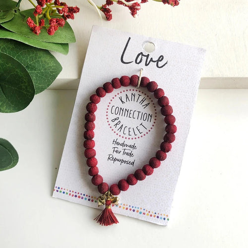 Kantha Connection Bracelet- Love/Burgundy {by World Finds}