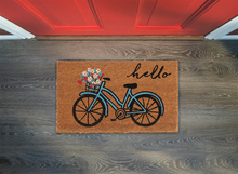Load image into Gallery viewer, “Hello” Blue Bike Doormat