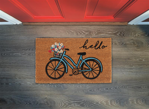 “Hello” Blue Bike Doormat