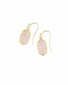 Lee Gold Drop Earrings in Rose Quartz by Kendra Scott